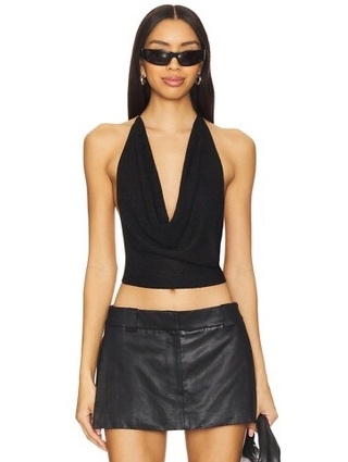 Superdown Rubie Cowl Neck Top Black Small